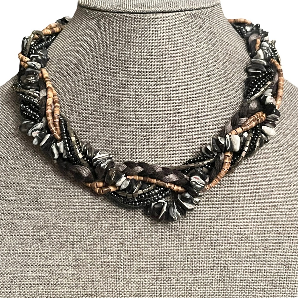 Coco chunky braided multi style bead necklace